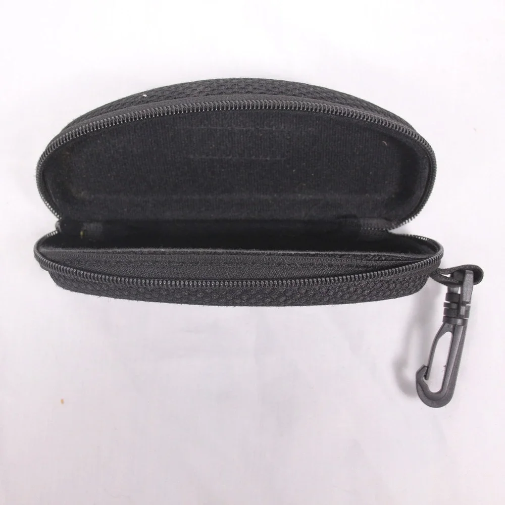 Hawk Hard Shell Zippered Eyeglass Case Black‎ With Clip